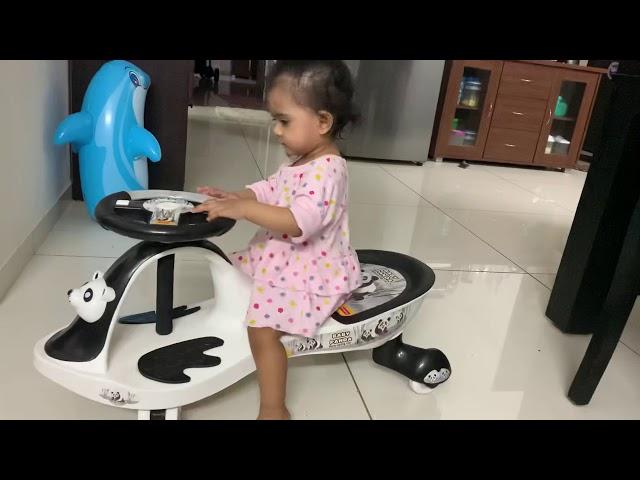 Saanvi is riding swing car | baby is riding baby panda gyro swing car | baby gear products