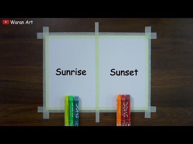 How to Draw Easy Sunset and Sunrise Scenery | Two Different Easy Scenery Drawing for Beginners