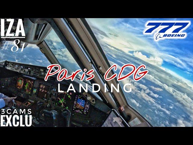 [EXCLU] B777 CDG  Paris | LANDING ILS 09L | 3Cams Cockpit View 4K | ATC & Crew Communications