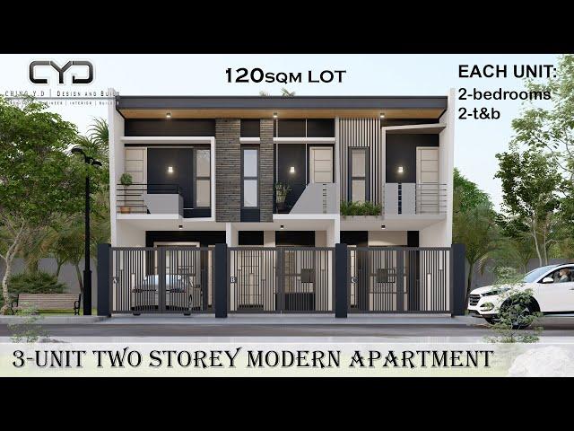 Project #40: A 3-UNIT TWO STOREY APARTMENT | 120SQM LOT | MODERN HOUSE | SMALL HOUSE DESIGN