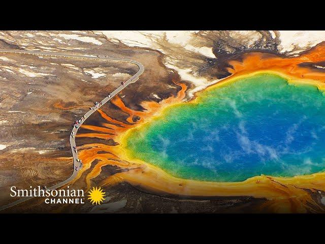 How the Grand Prismatic Spring Gets Its Kaleidoscopic Colors  Aerial America | Smithsonian Channel