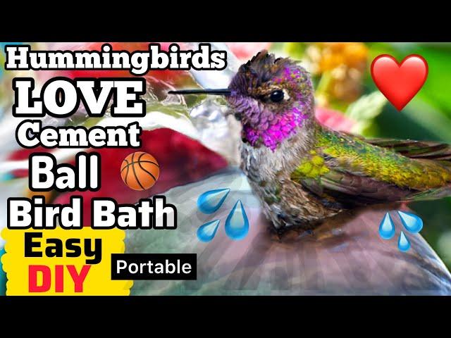How to Make Hummingbird Endless Water Fountain EASY. Cement BALL Bird Bath Solar Powered they LOVE