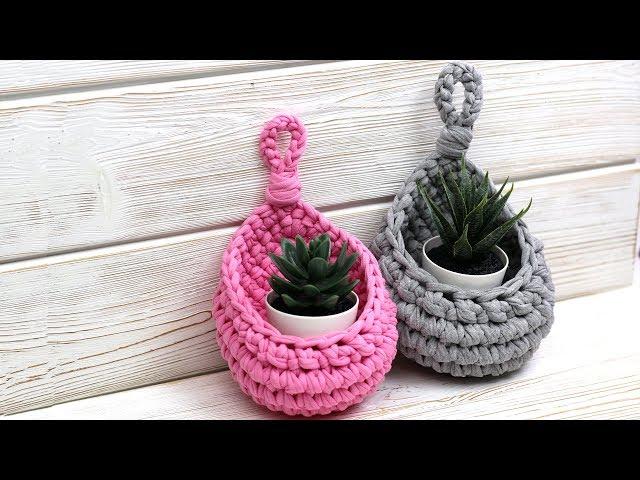 How to Crochet a Hanging Basket (English subtitle)