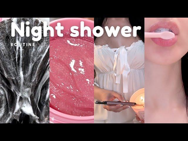 My chill Night  shower routine | body & skincare 🩰🫧 ASMR