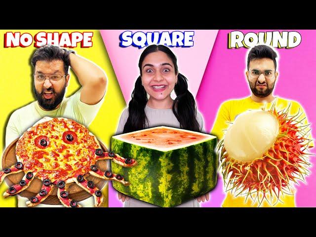 60 Minute Geometric SHAPE FOOD Challenge  || Foodie we Challenge