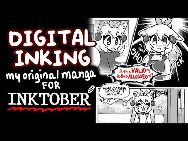  digital inking pages of my manga for inktober  (speedpaint)