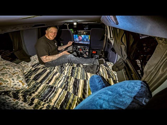 Testing A New TV In My Old Van - Solo Van Camping