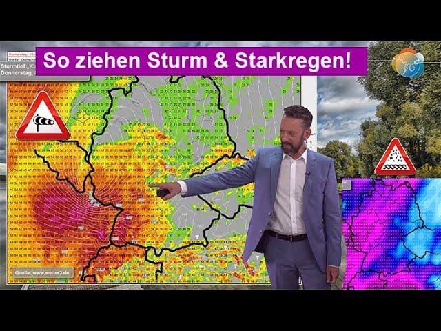 Tief "Gerda" & Ex-Hurrikan "Kirk": So ziehen Sturm (Orkan) & Starkregen. Ausblick Mittelfrist.