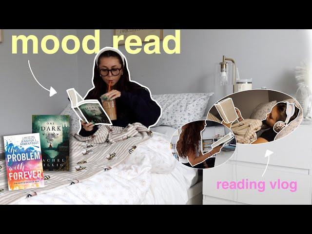 getting through my physical tbr (together) | mood reading vlog!