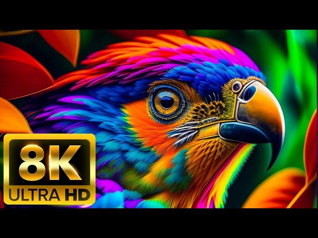 WILD BIRDS - 8K (60FPS) ULTRA HD - With Nature Sounds (Colorfully Dynamic)