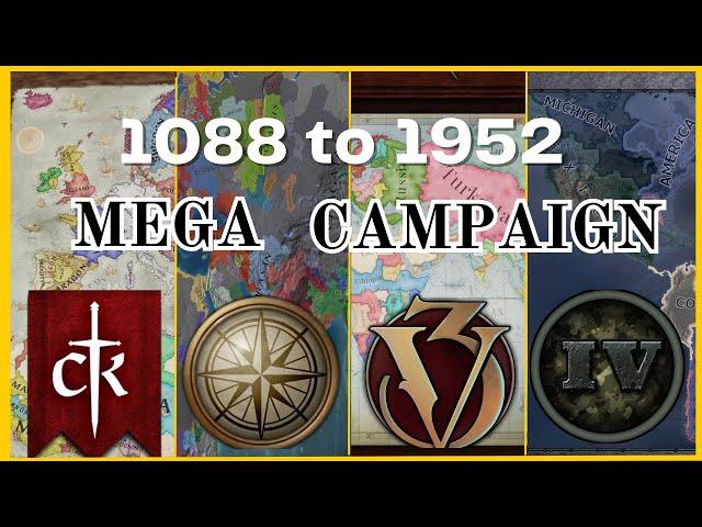 Paradox MEGA Timelapse (CK3 to EU4 to VIC3 to HOI4) 1000 Year Campaign!