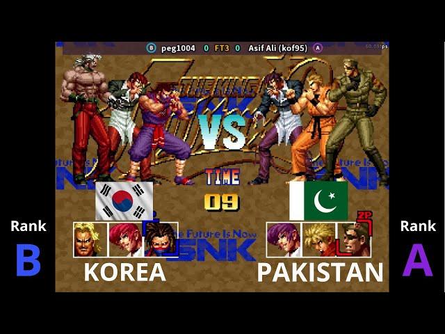 Peg1004 (KOREA) VS Asif Ali (kof95) (PAKISTAN) KOF 95 ! FT.5 Fightcade Online Gaming Video ! Japan