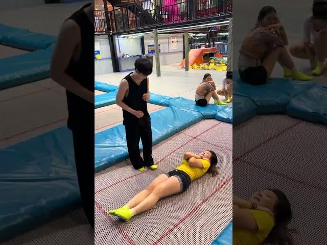 The most popular princess hug pose in the whole network #game #funpark #trampoline