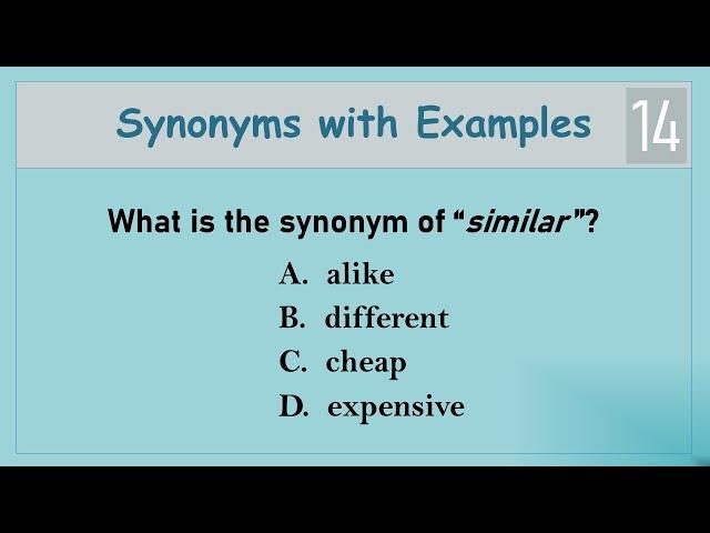 English Vocabulary Practice Test | Synonyms with Examples 14 | Test Your English Vocabulary Skills