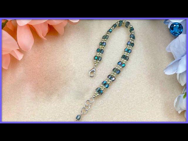 Easy Crystal Herringbone Bracelet Tutorial