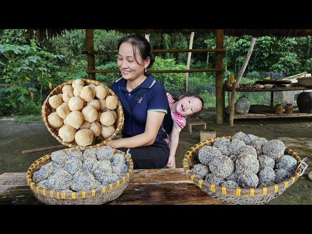 Making donuts with my daughter Goes to market sell - Lý Phúc An