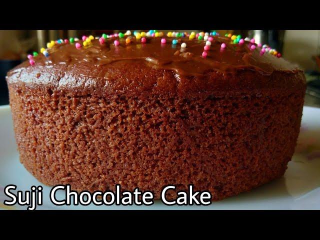 Suji Chocolate Cake | Eggless Chocolate Cake without Oven, Maida, Condensed Milk, Butter, Cream