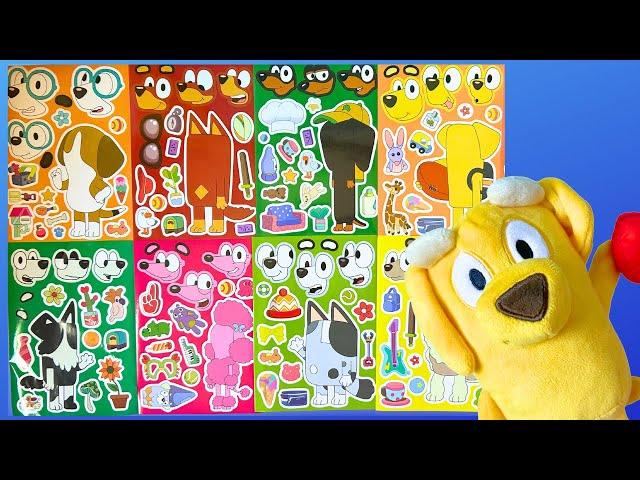 BLUEY! Make a Face Stickers Activity with Bluey's Friends Lucky, Coco, Muffin #bluey #blueytoys