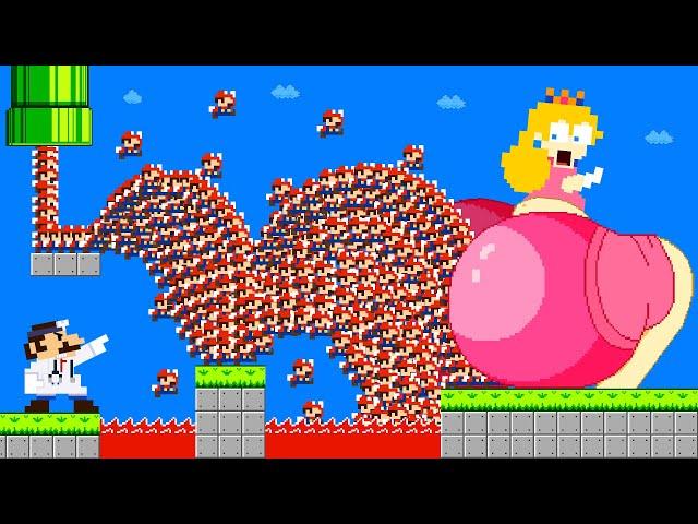 Super Mario Bros. but Dr Mario VS 999 Tiny Mario turn Peach to Giant BUTT | Super Mario Bros. Wonder