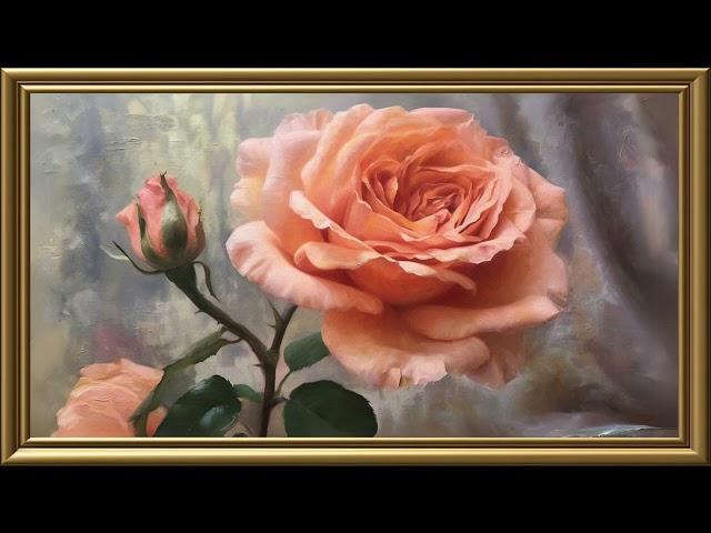 Vintage Beautiful Rose Painting | Frame TV Art Screensaver for TV Wallpaper