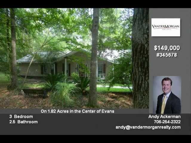 Evans GA Home for Sale on 1.82 Acres. Priced Under Appraisal