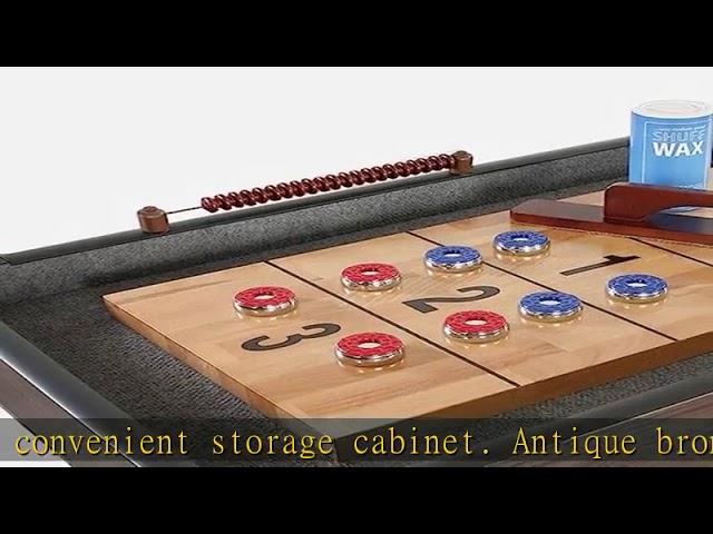 Challenger Shuffleboard Table w Dark Cherry Finish, Hardwood Playfield and Storage Cabinets