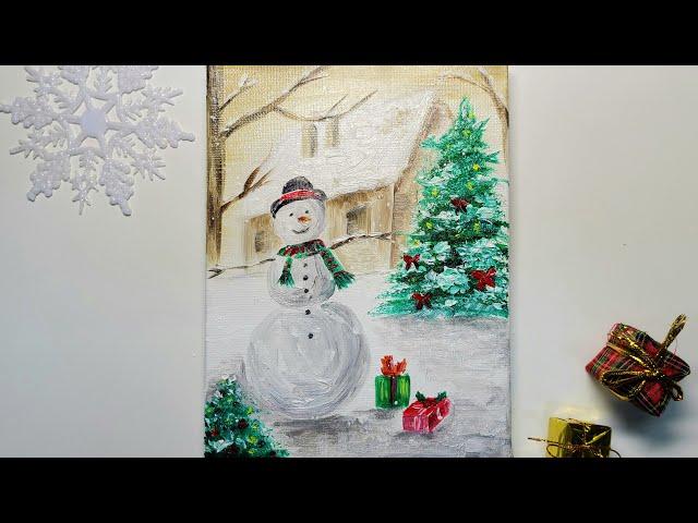 Snowy village | Painting art tutorial | Satisfying ASMR | 눈 내리는 마을