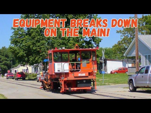 MOW workers break-down on a busy main-Line!!! Bomb train Barrels through neighborhood!!!