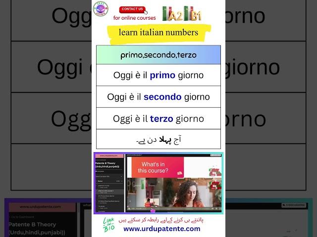 learn italian ordinal number"primo" "secondo""terzo"