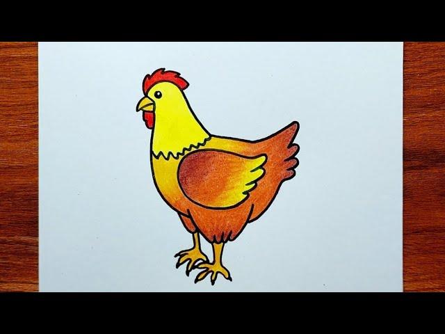 Hen Drawing || How to Draw Hen Step by Step || Hen Drawing Colour for Beginners..