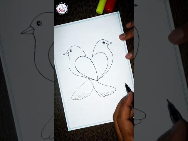 Love Birds Drawing ️ = Birds #shorts