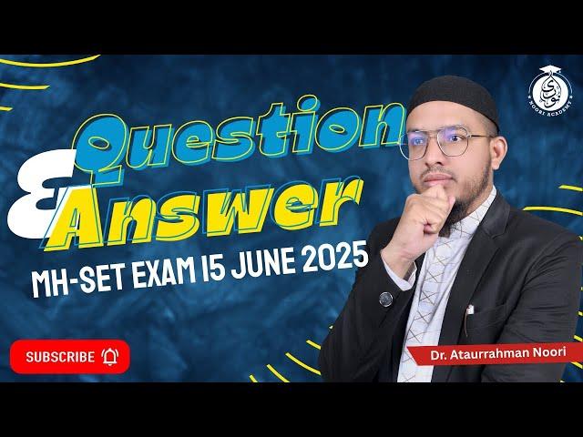 MH-SET EXAM 15 JUNE 2025 Question Paper with Answer || Noori Academy