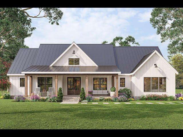 EXCLUSIVE MODERN FARMHOUSE PLAN 009-00326 WITH INTERIOR