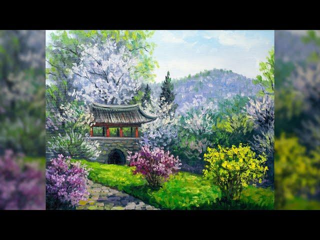 Рисуем весенний пейзаж маслом #shorts