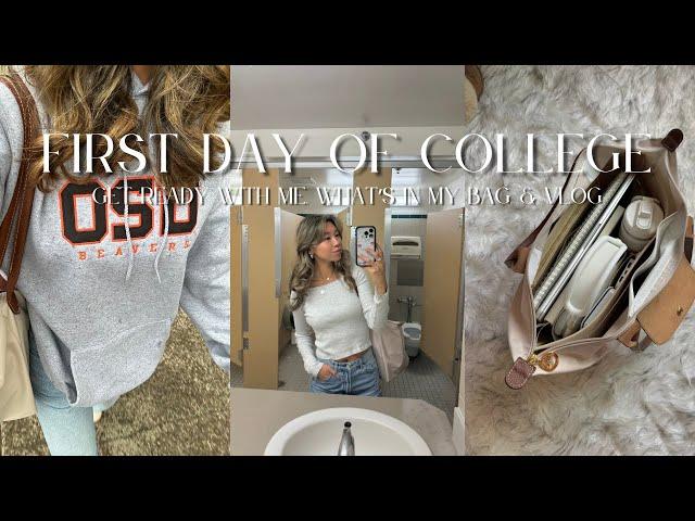 first day of college | grwm, what's in my bag, class, friends, vlog