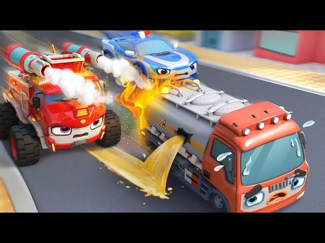 Tanker Truck is Leaking Oil | Rescue Team | Kids Songs | Kids Cartoon | BabyBus - Cars World