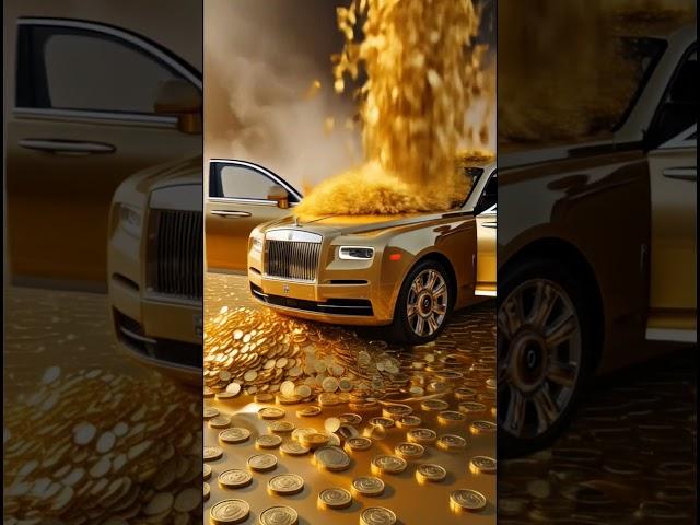 Golden Rolls-Royce Bursts Open!  Coins Storm the Streets  #GoldRush #LuxuryLife #MoneyMagnet