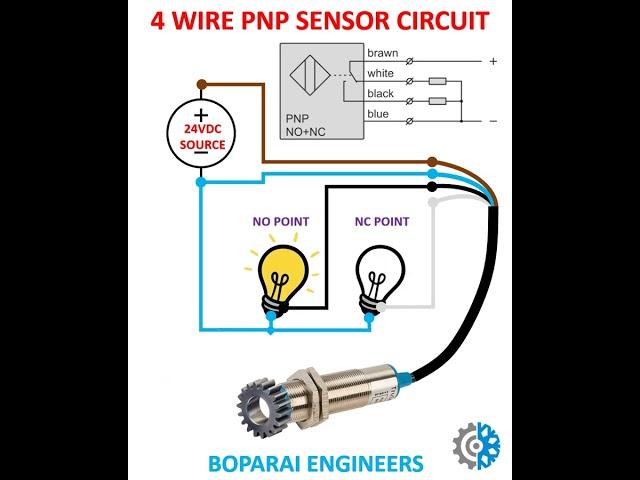 4 WIRE PNP SENSOR CIRCUIT #electrical #automation #circuits #proximity #photocell #electronics #pnp