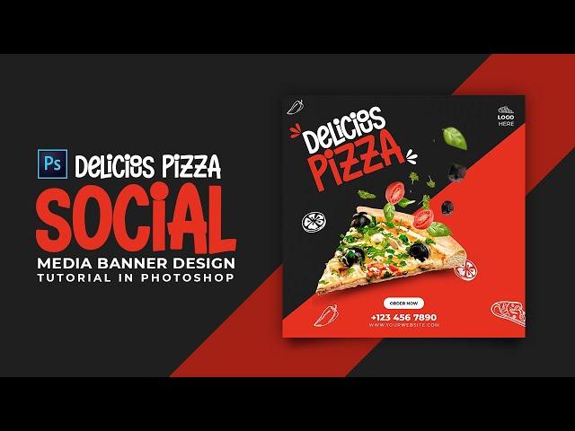 Pizza Social Media Banner Design | Adobe Photoshop Tutorial | Speed Art | Grafix Mentor