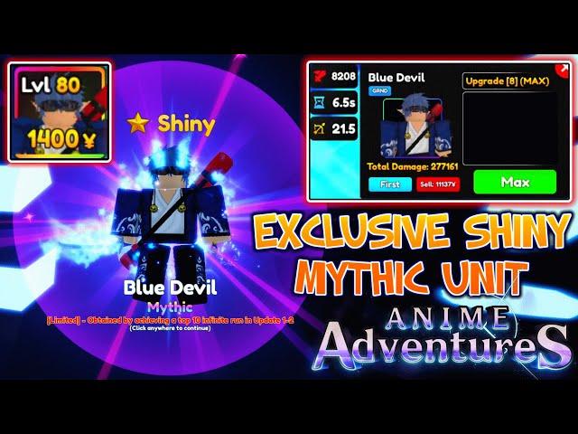 NEW EXCLUSIVE SHINY MYTHICAL UNIT | MAX BLUE DEVIL FULL SHOWCASE In Anime Adventures Roblox