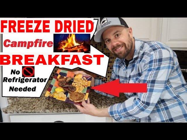 FREEZE DRIED CAMPFIRE BREAKFASTFried Bacon & Eggs, Pancakes, Hash browns, Sausage, Orange Juice