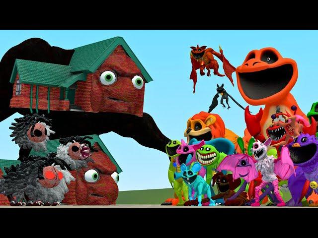 Nightmare Granny House & Yarnaby Vs All Smiling Critters Poppy Playtime In Garry's Mod