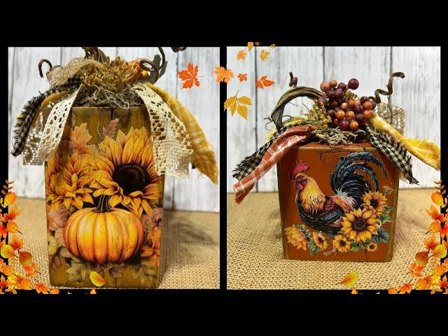 DIY Easy 4x4 Wood Pumpkins With Real Pumpkin Stems