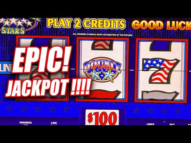 HIGH LIMIT JACKPOT ON TRIPLE DOUBLE  STARS   HIGH LIMIT HANDPAYS!  HUGE JACKPOT AT CASINO!