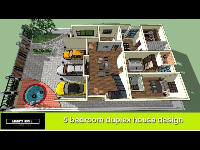 5 bedroom duplex house design, 5 bhk house design, 5 bedroom home design plans,