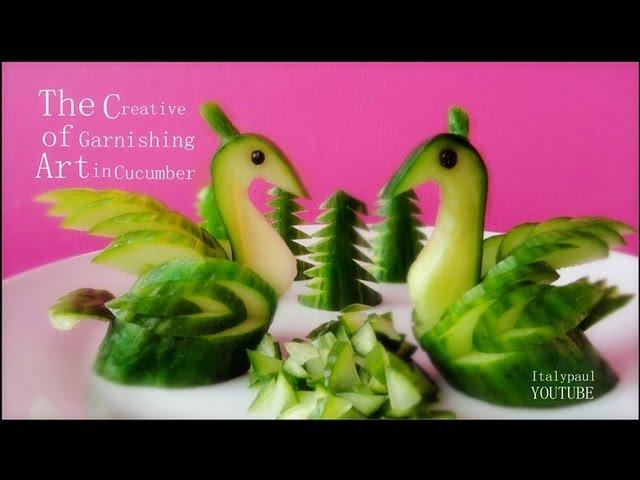 Art In Cucumber Swans - Fruit Vegetable Carving Garnish﻿ | Cucumber Sushi Garnish | Italypaul.co.uk