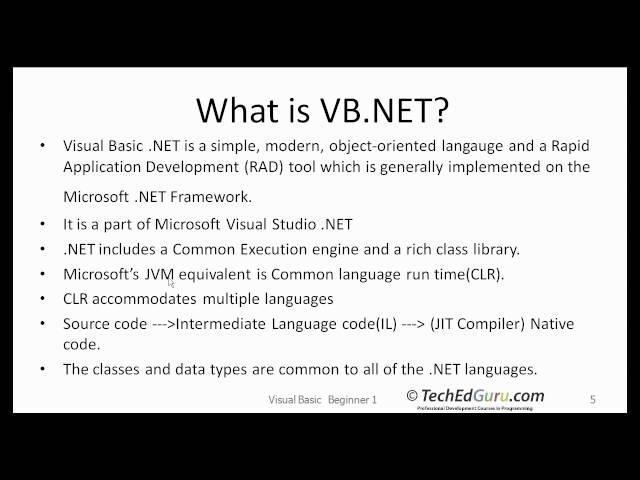 VB Beginner 1 - What is VB and What is .NET?