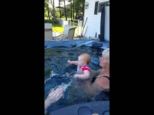 Leighton loves splashing