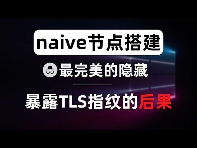 naive节点新手搭建教程，自建节点最完美的隐藏方案，通过naiveproxy将所有翻墙特征全部隐藏，高端的节点往往采用最朴素的搭建方式。实战演示直接搭建tls节点导致服务器tls指纹暴露的后果