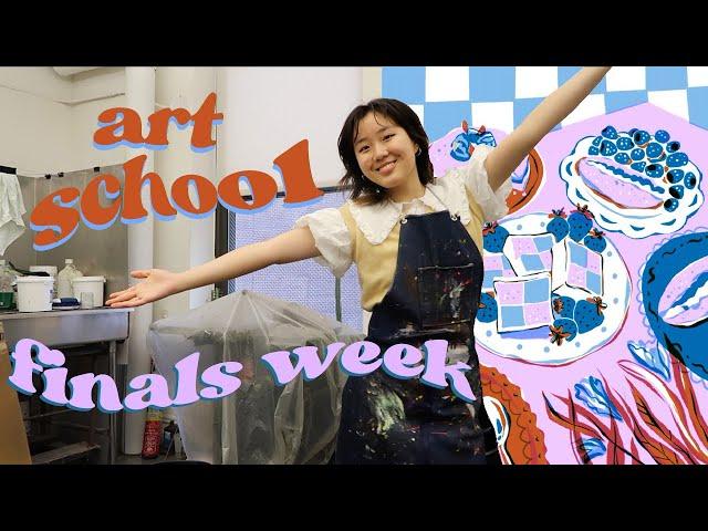 art school finals week vlog  | printmaking, embroidery, selling art, making jewelry, bookbinding